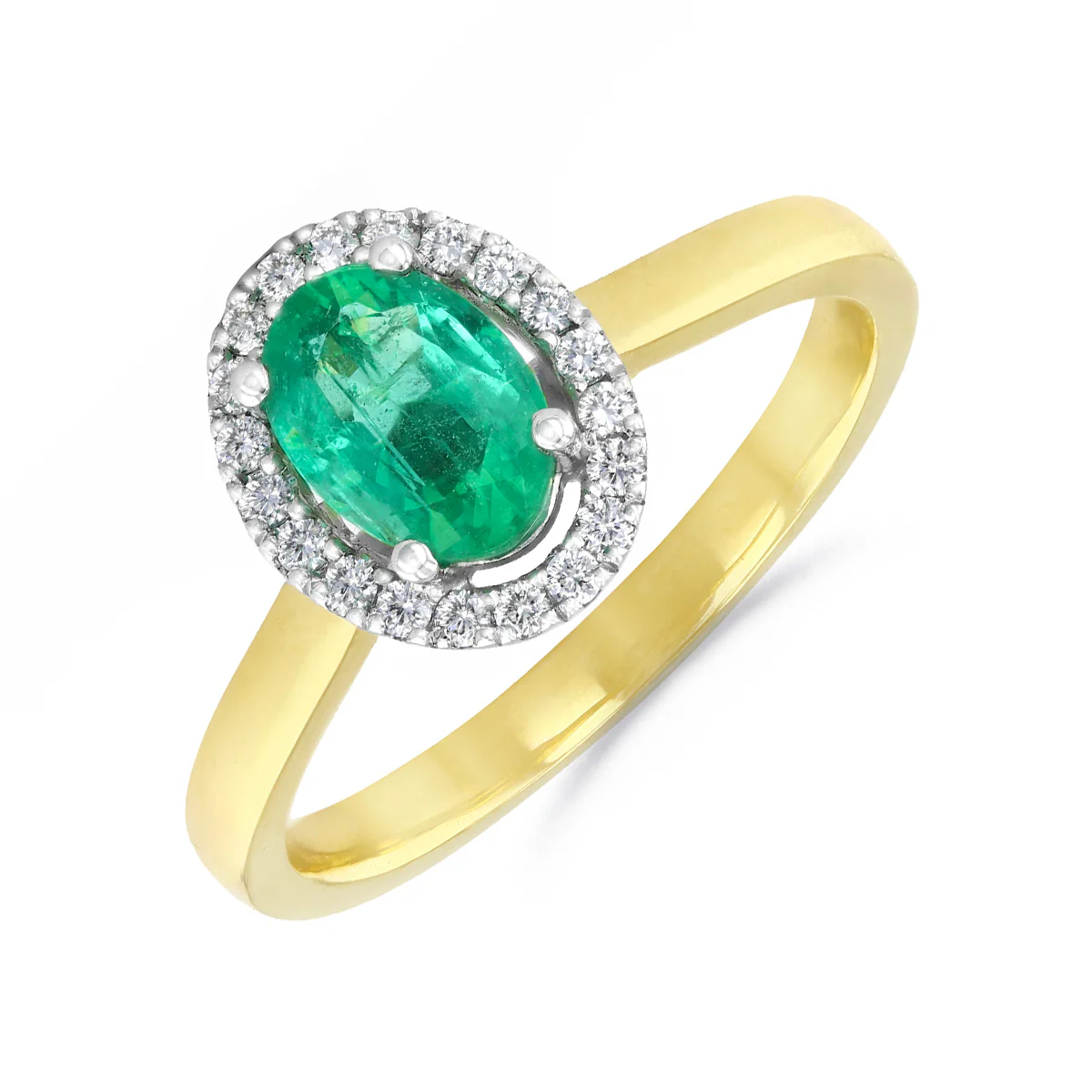 Heirloom Collection 0.81ct Oval Emerald and 0.14ct Diamond Halo Ring | Platinum & 18K Yellow Gold