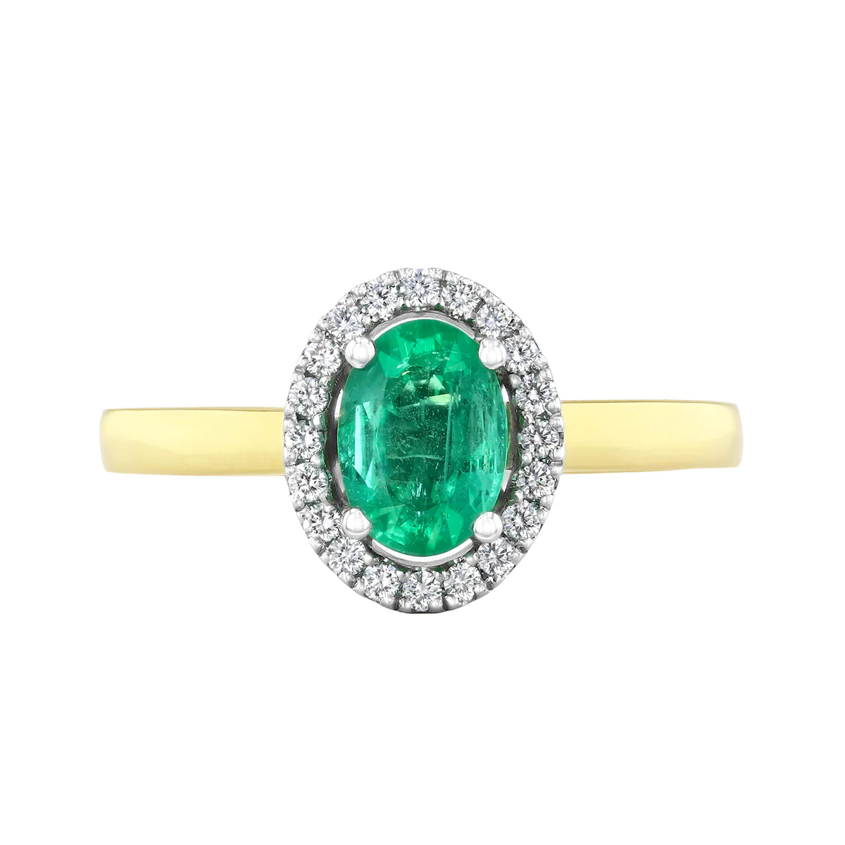 Heirloom Collection 0.81ct Oval Emerald and 0.14ct Diamond Halo Ring | Platinum & 18K Yellow Gold - Image 2