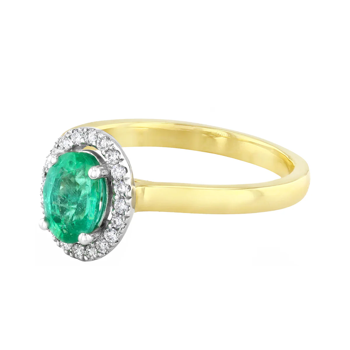 Heirloom Collection 0.81ct Oval Emerald and 0.14ct Diamond Halo Ring | Platinum & 18K Yellow Gold - Image 3