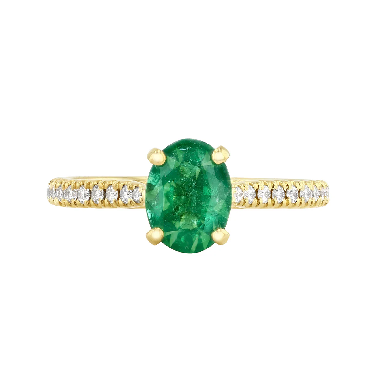 Heirloom Collection 1.14ct Emerald and 0.17ct Diamond Shoulder Solitaire Ring | 18K Yellow Gold - Image 2