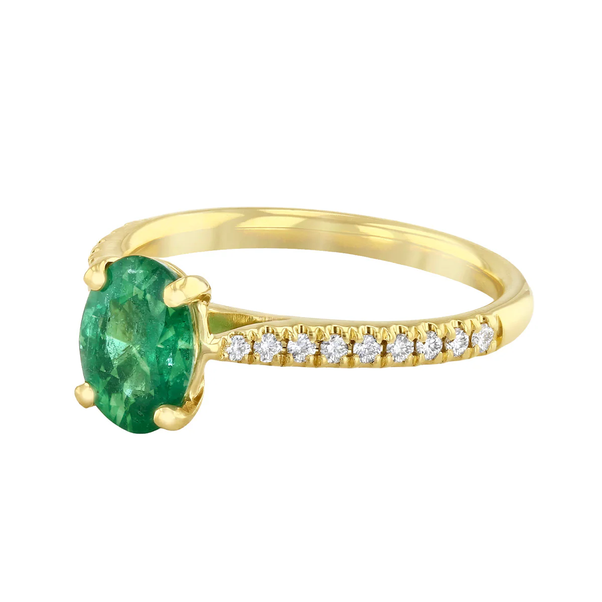 Heirloom Collection 1.14ct Emerald and 0.17ct Diamond Shoulder Solitaire Ring | 18K Yellow Gold - Image 3