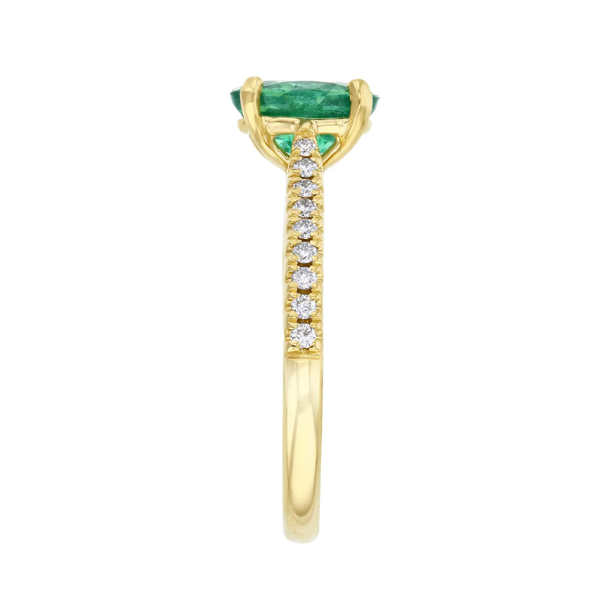 Heirloom Collection 1.14ct Emerald and 0.17ct Diamond Shoulder Solitaire Ring | 18K Yellow Gold - Image 4