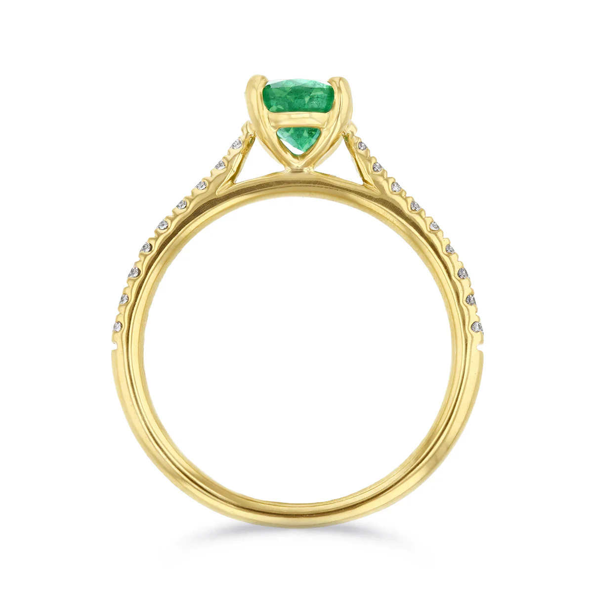 Heirloom Collection 1.14ct Emerald and 0.17ct Diamond Shoulder Solitaire Ring | 18K Yellow Gold - Image 5