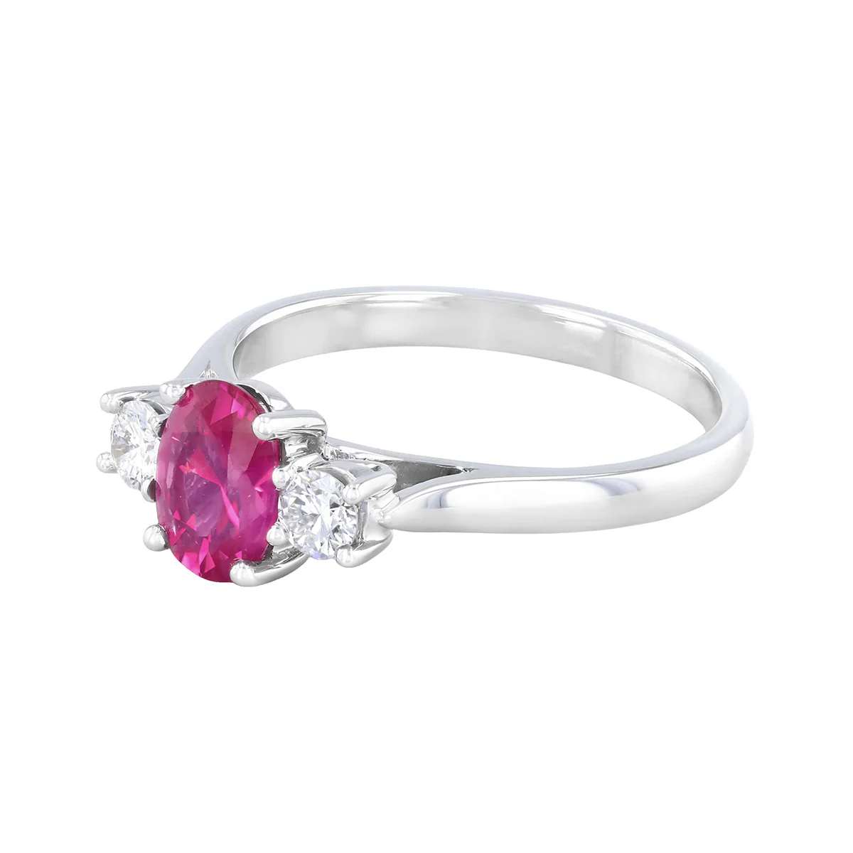 Heirloom Collection 1.20ct Ruby and 0.23ct Diamond Three Stone Ring | Platinum - Image 3