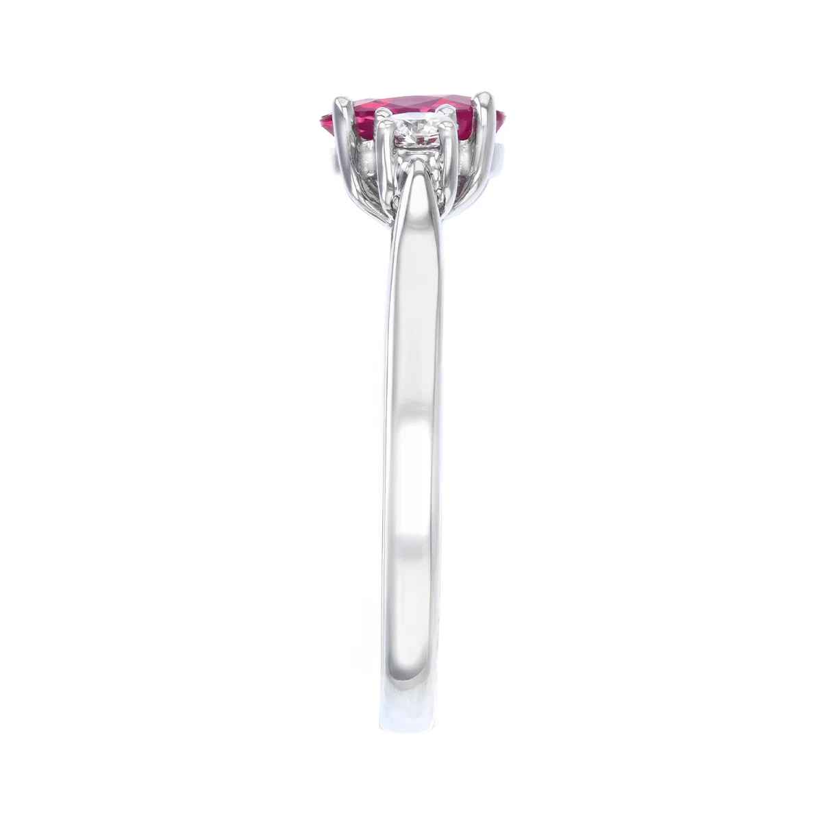 Heirloom Collection 1.20ct Ruby and 0.23ct Diamond Three Stone Ring | Platinum - Image 4