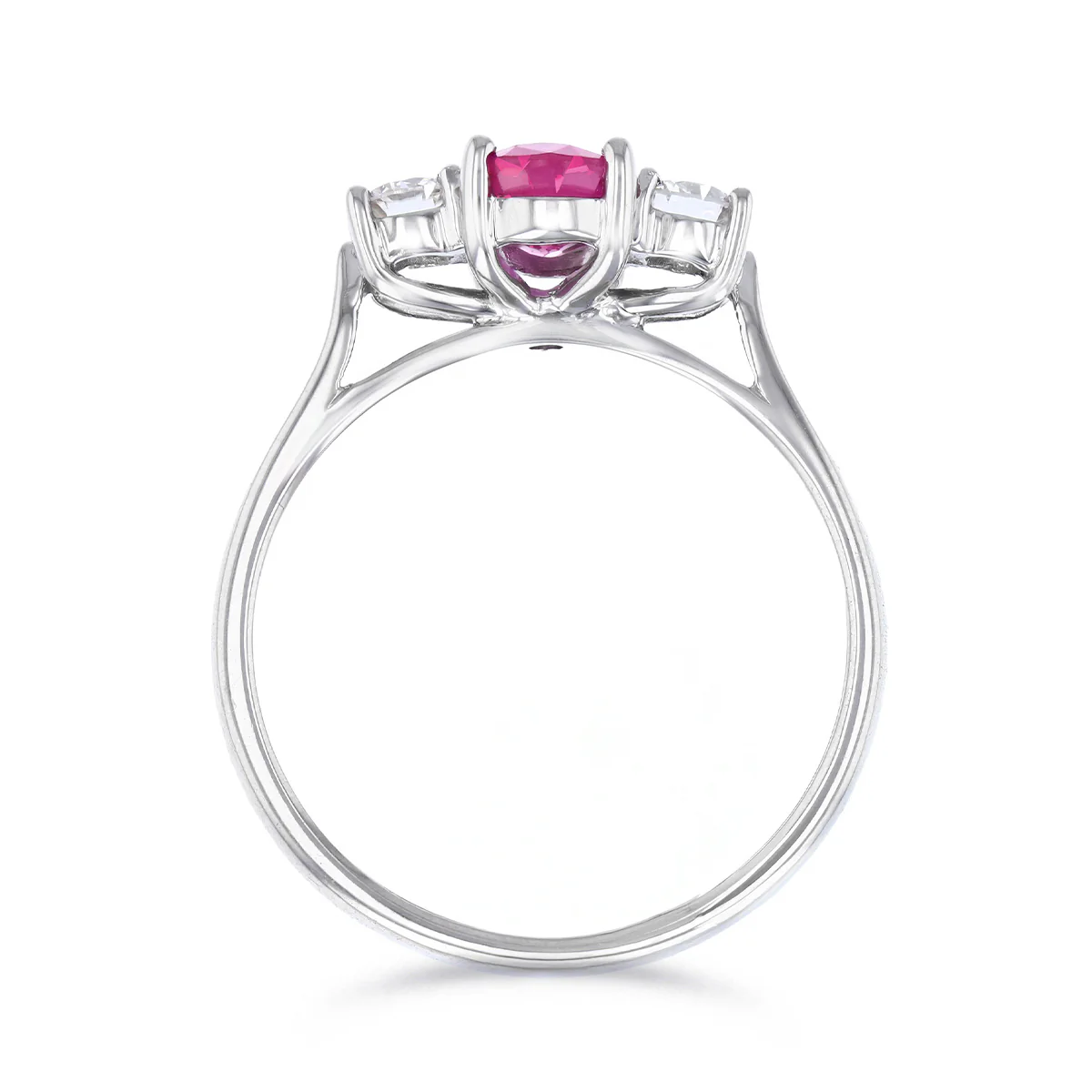 Heirloom Collection 1.20ct Ruby and 0.23ct Diamond Three Stone Ring | Platinum - Image 5
