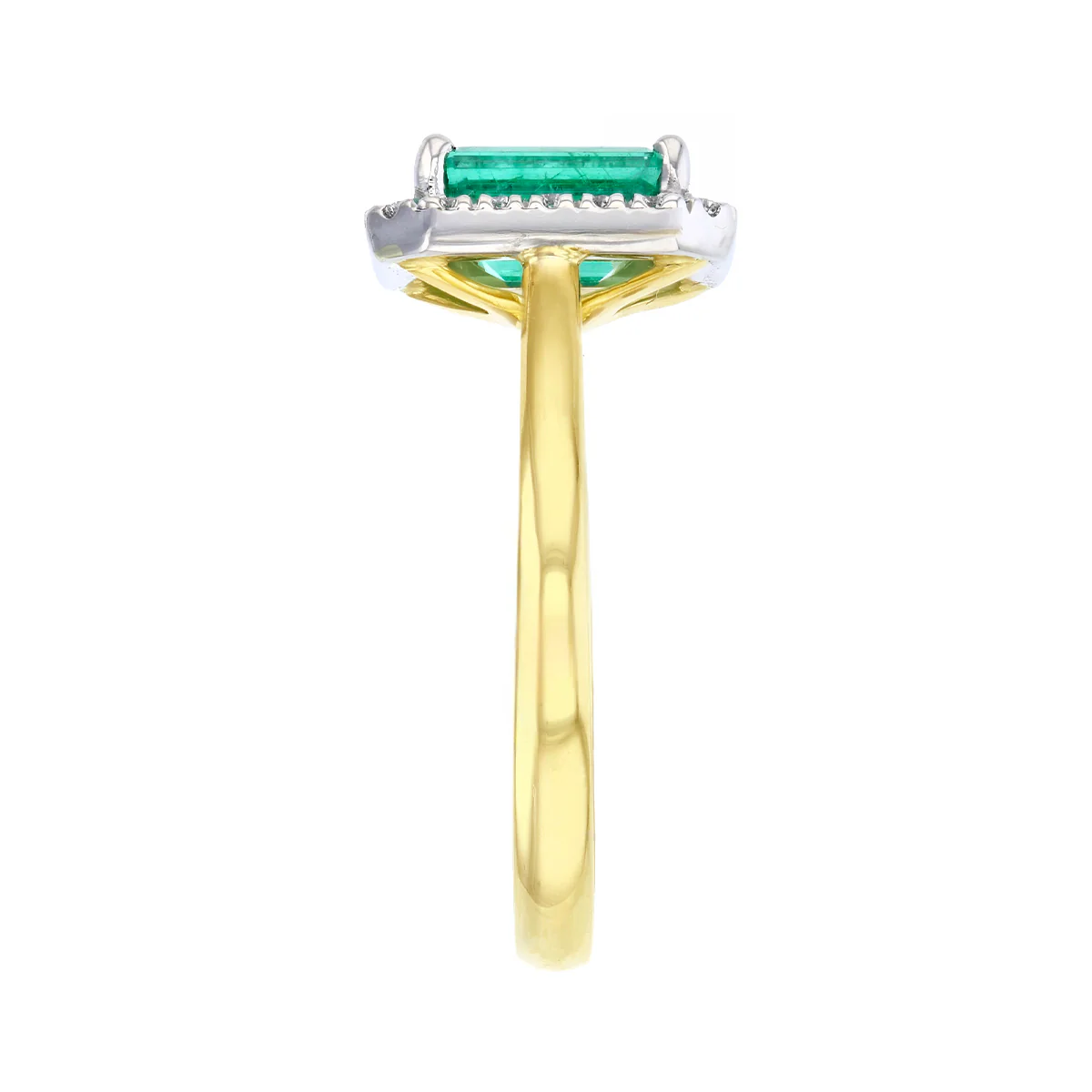 Heirloom Collection 1.45ct Brazilian Emerald-Cut Emerald and 0.20ct Diamond Halo Ring | 18K Yellow Gold - Image 4