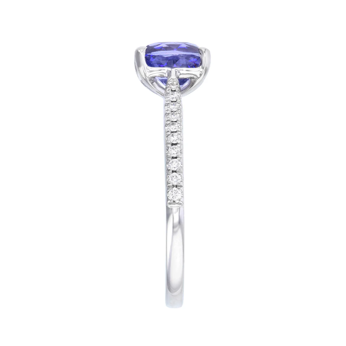 Heirloom Collection 1.60ct Cushion Cut Lilac Sapphire and 0.13ct Diamond Set Shoulder Solitaire Ring | Platinum - Image 4