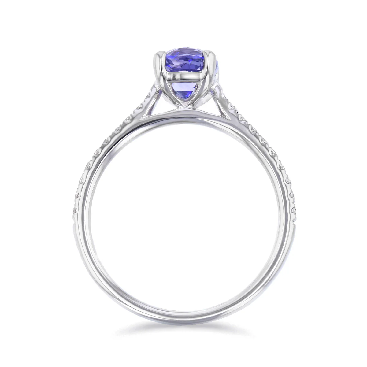 Heirloom Collection 1.60ct Cushion Cut Lilac Sapphire and 0.13ct Diamond Set Shoulder Solitaire Ring | Platinum - Image 5