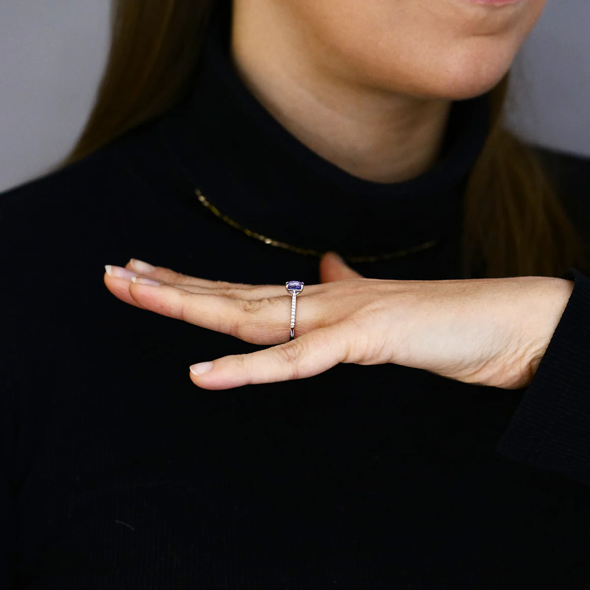 Heirloom Collection 1.60ct Cushion Cut Lilac Sapphire and 0.13ct Diamond Set Shoulder Solitaire Ring | Platinum - Image 7