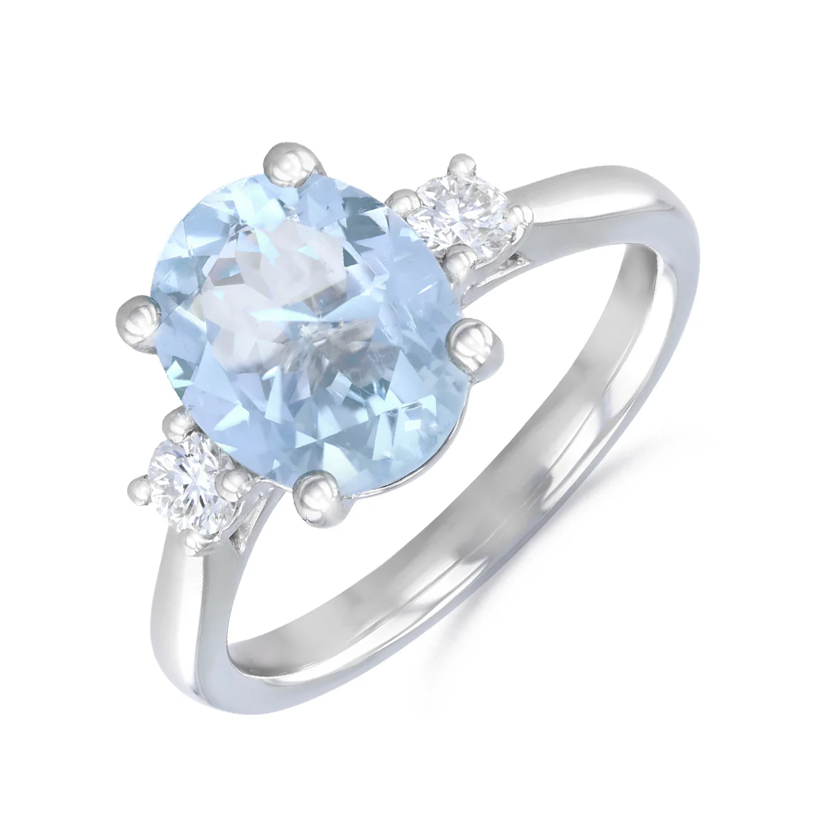 Heirloom Collection 1.95ct Oval Aquamarine and 0.22ct Diamond Three Stone Ring | Platinum