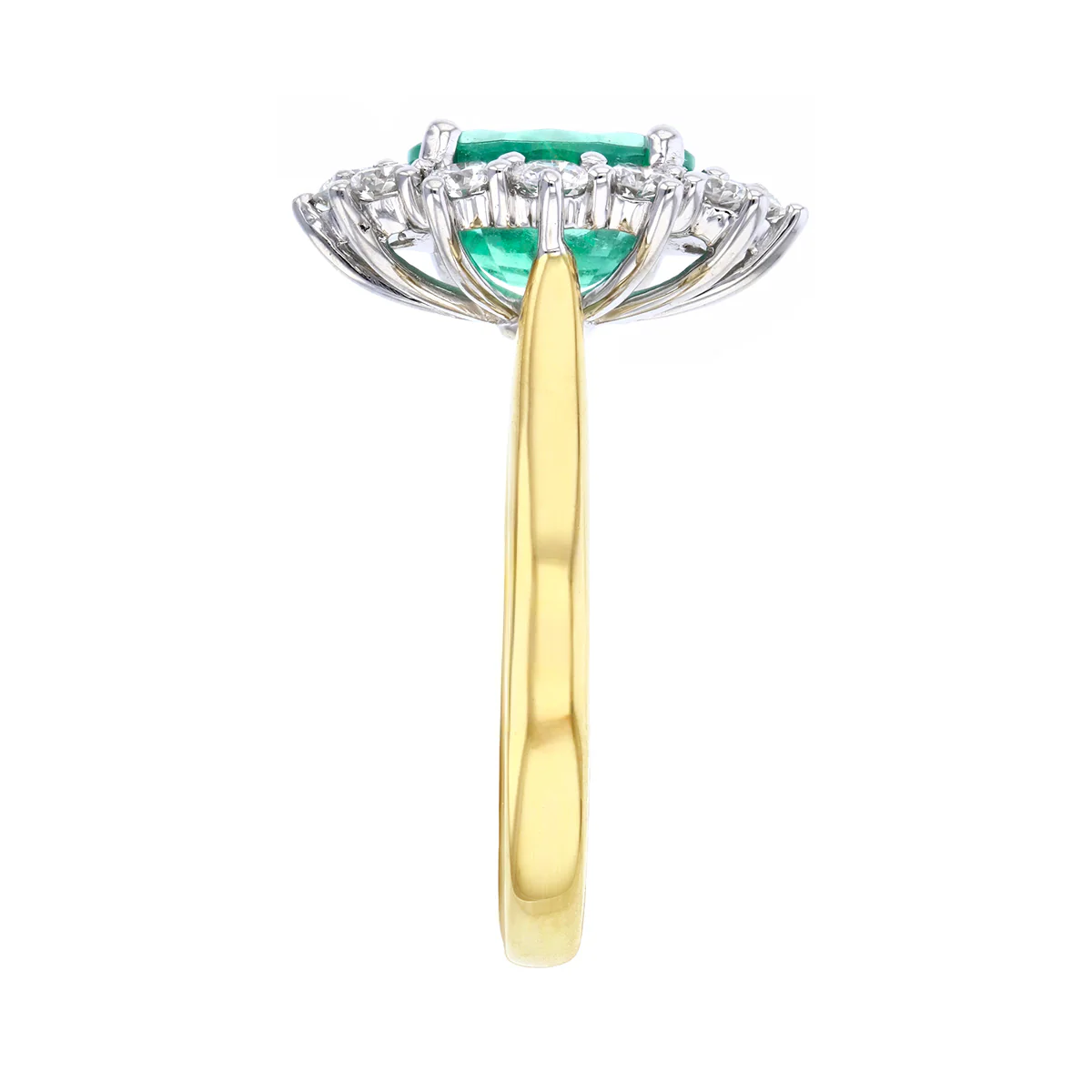 Heirloom Collection 1.96ct Oval Brazilian Emerald and 0.87ct Diamond Cluster Ring | 18K Yellow Gold - Image 4