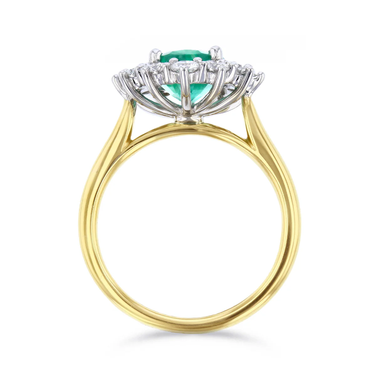 Heirloom Collection 1.96ct Oval Brazilian Emerald and 0.87ct Diamond Cluster Ring | 18K Yellow Gold - Image 5