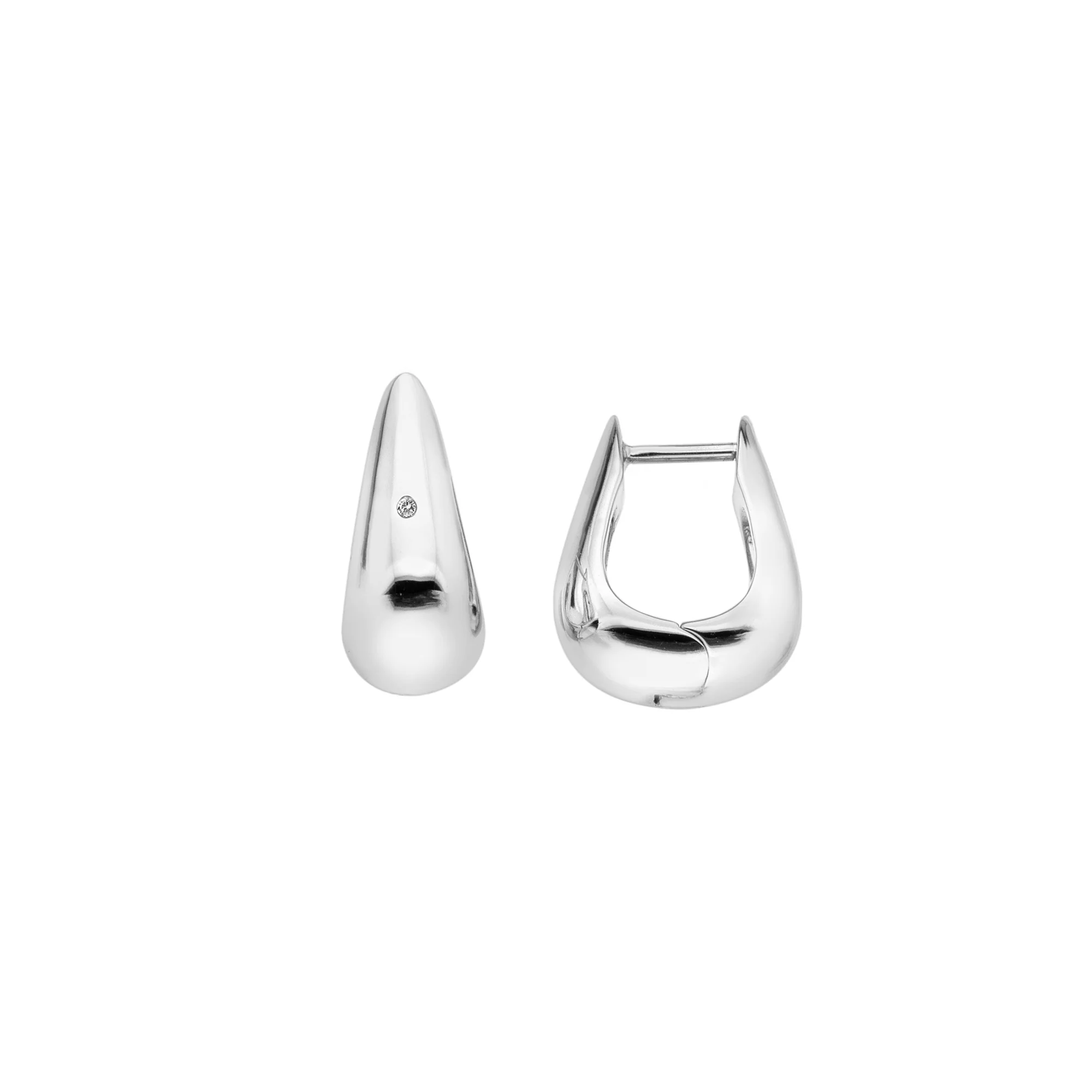 Hot Diamonds Soul Huggie Earrings | Sterling Silver & 18K White Gold Plated