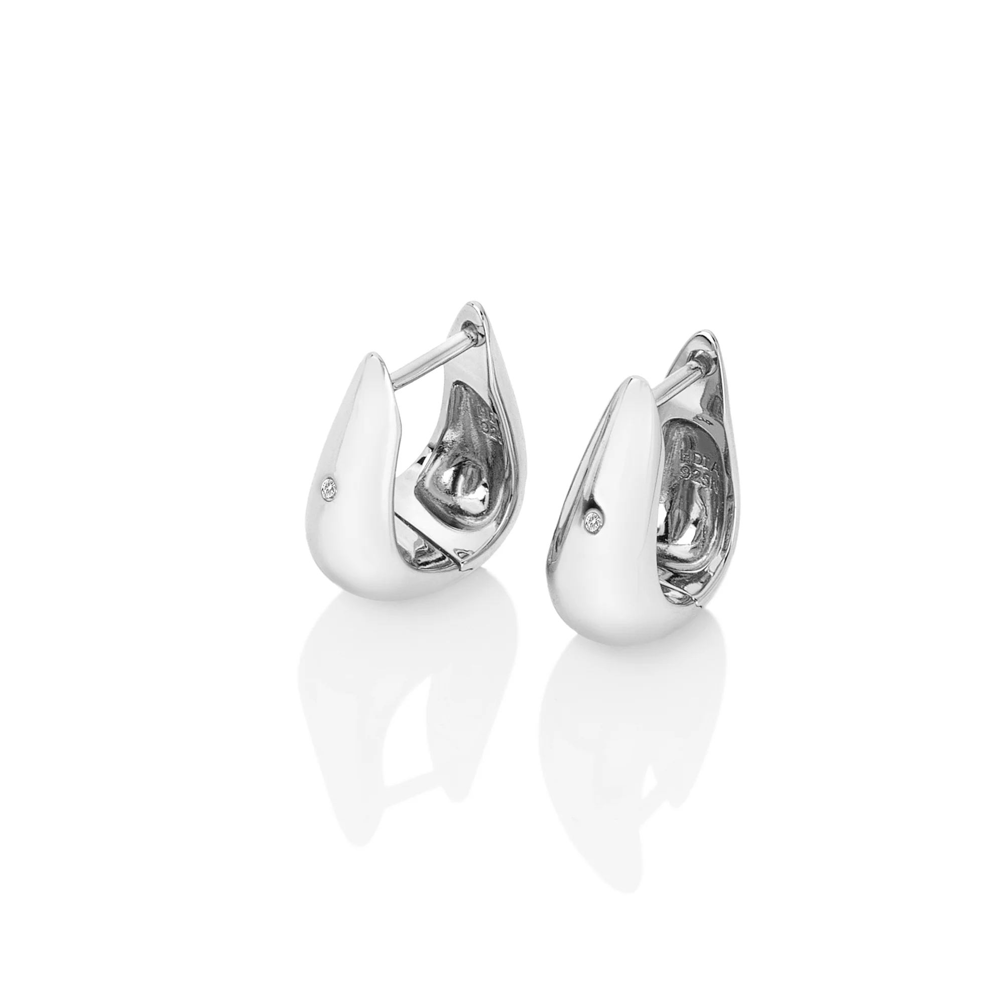 Hot Diamonds Soul Huggie Earrings | Sterling Silver & 18K White Gold Plated - Image 2
