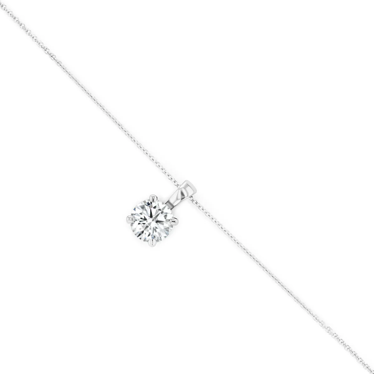 Lab Grown DEF Colour Diamond Round Cut Solitaire Pendant | 18K White Gold - Image 3