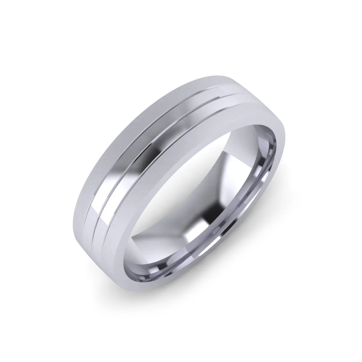 Lahore Brushed Mens Wedding Ring | Platinum