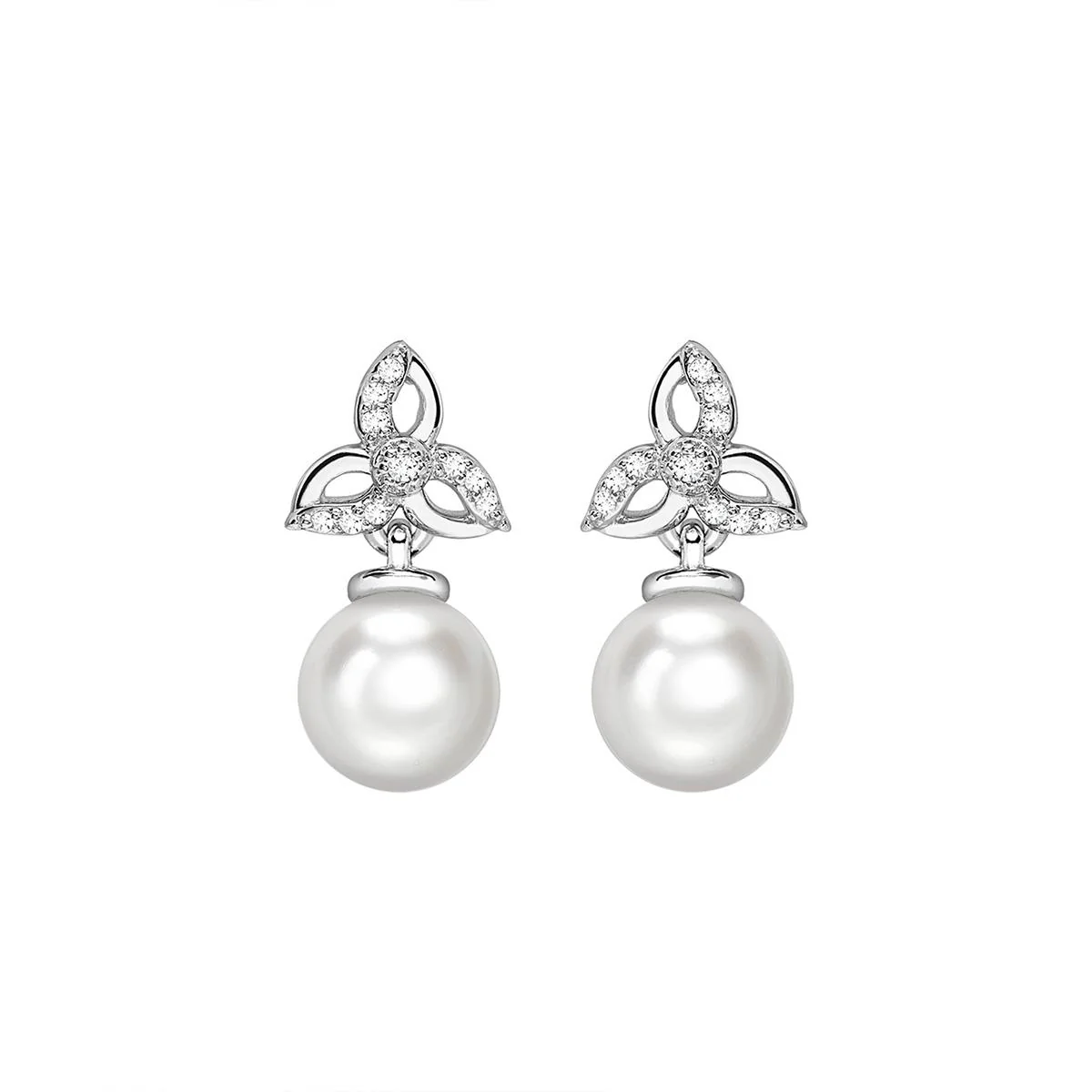 Matt Aminoff Cultured Pearl Drop Earrings | 18K White Gold