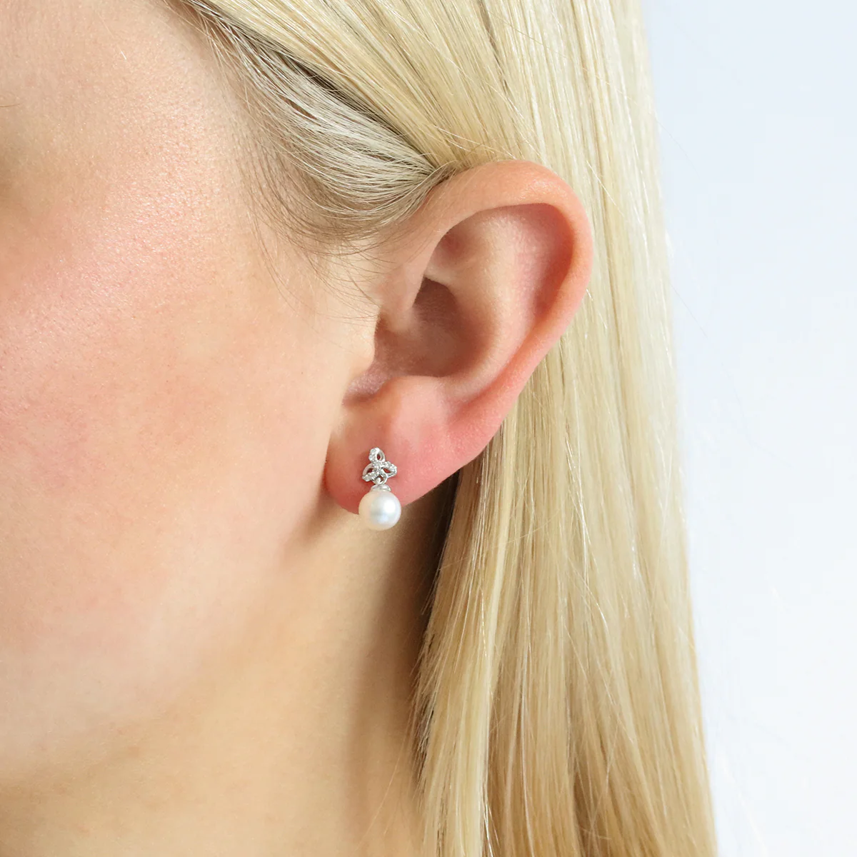 Matt Aminoff Cultured Pearl Drop Earrings | 18K White Gold - Image 2