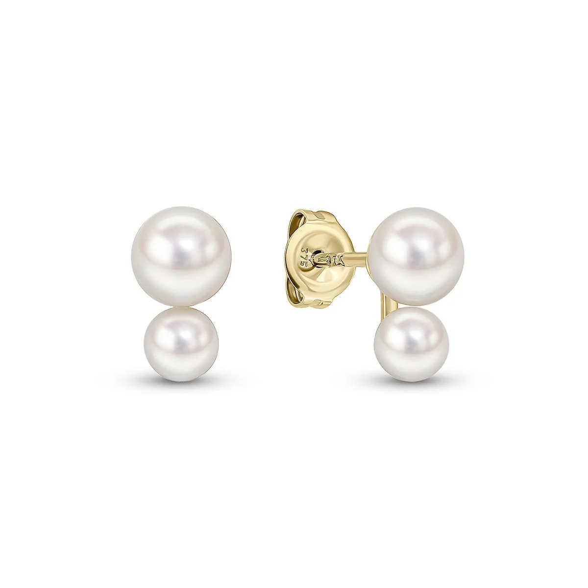 Matt Aminoff Double Pearl Stud Earrings | 9K Yellow Gold - Image 2