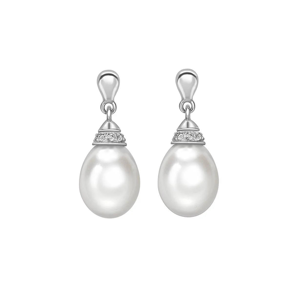 Matt Aminoff Pearl and Diamond Drop Earrings | 18K White Gold