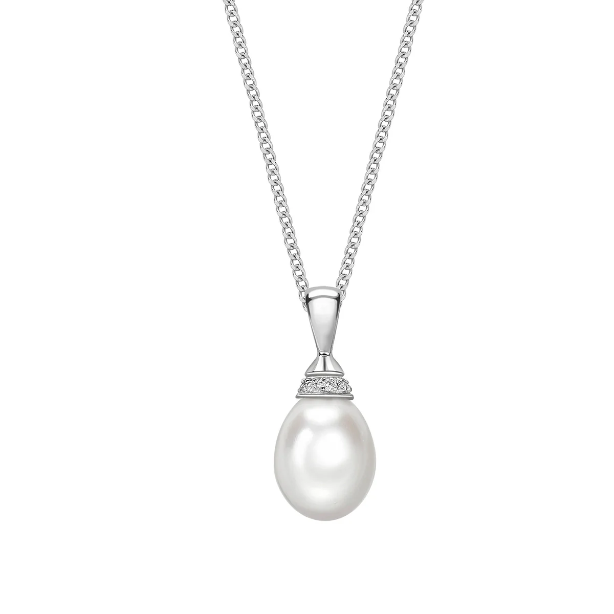 Matt Aminoff Pearl and Diamond Drop Necklace | 18K White Gold