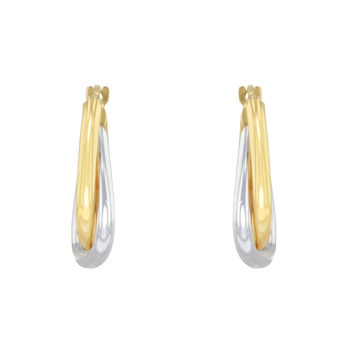 Mixed Metal Crossover Handbag Hoop Earrings | Pre-Loved | 9K Yellow & White Gold - Image 2