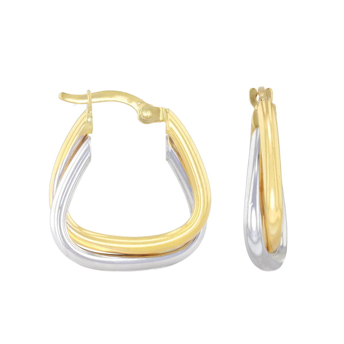 Mixed Metal Crossover Handbag Hoop Earrings | Pre-Loved | 9K Yellow & White Gold - Image 3