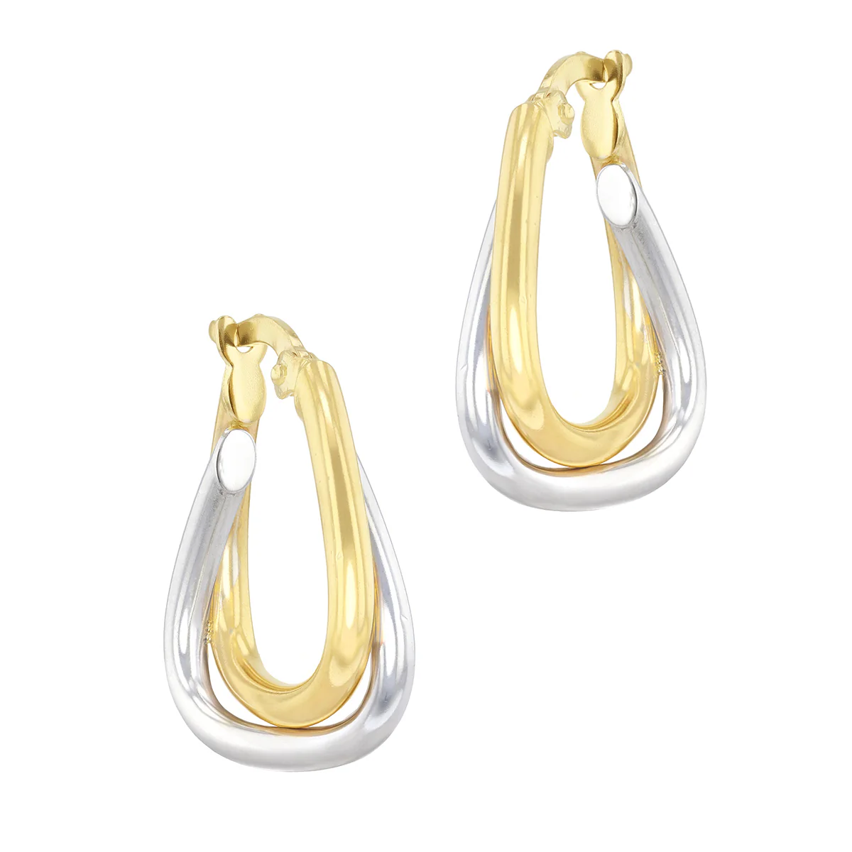 Mixed Metal Crossover Handbag Hoop Earrings | Pre-Loved | 9K Yellow & White Gold - Image 4