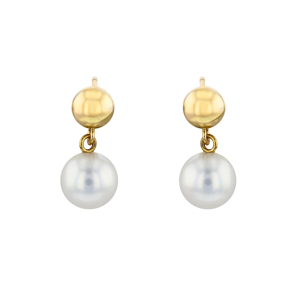 Mizuki Freshwater and Gold Ball Drop Earrings | 14K Yellow Gold - Image 3
