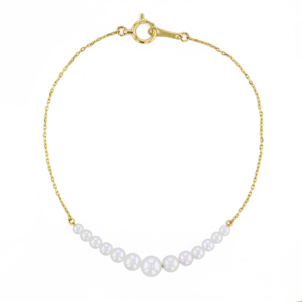Mizuki Sea of Beauty Collection Cascading Pearl Chain Bracelet | 14K Yellow Gold - Image 2