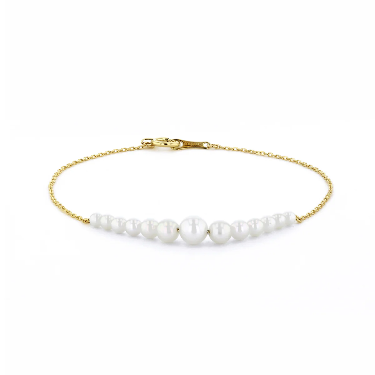 Mizuki Sea of Beauty Collection Cascading Pearl Chain Bracelet | 14K Yellow Gold - Image 3