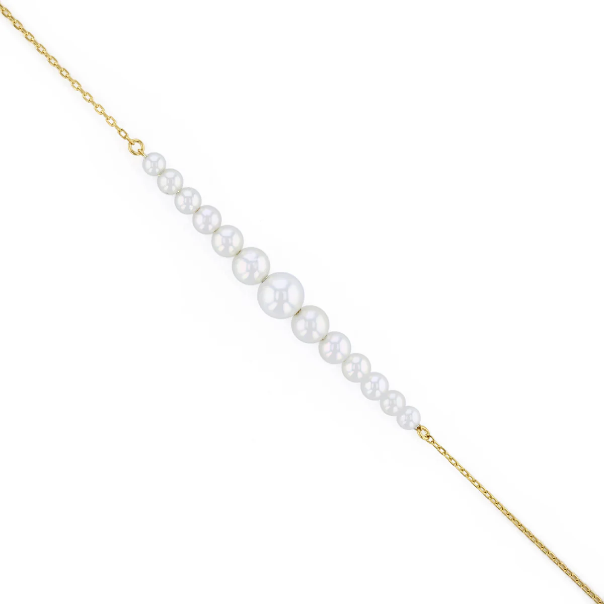 Mizuki Sea of Beauty Collection Cascading Pearl Chain Bracelet | 14K Yellow Gold - Image 4