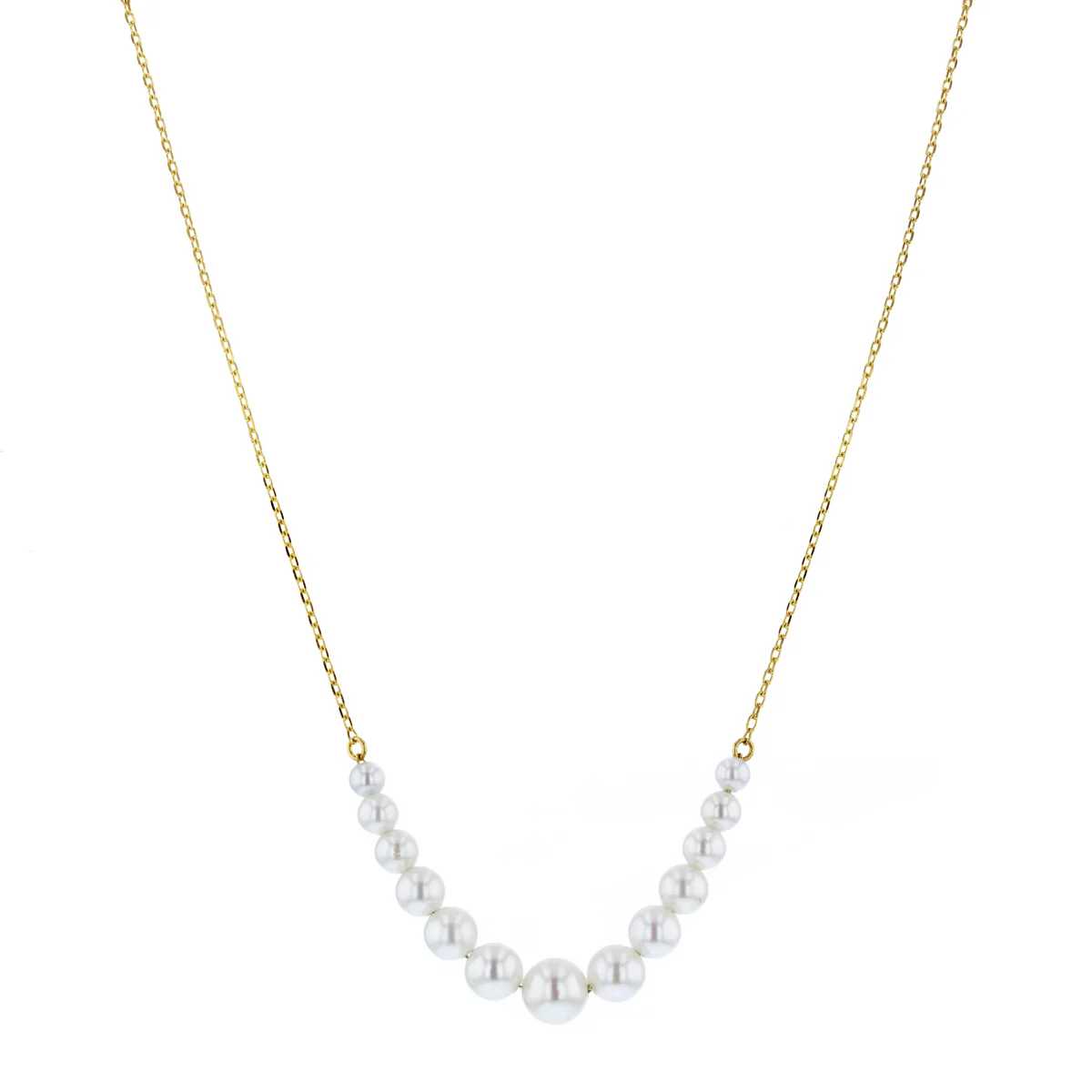 Mizuki Sea of Beauty Collection 16" Cascading Pearl Chain Necklace | 14K Yellow Gold - Image 2