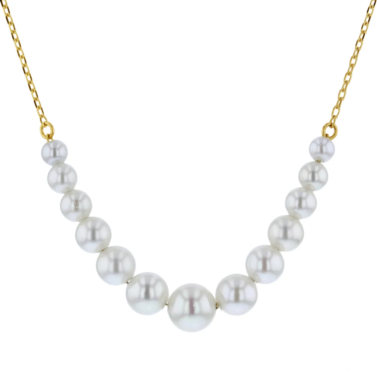 Mizuki Sea of Beauty Collection 16" Cascading Pearl Chain Necklace | 14K Yellow Gold - Image 3