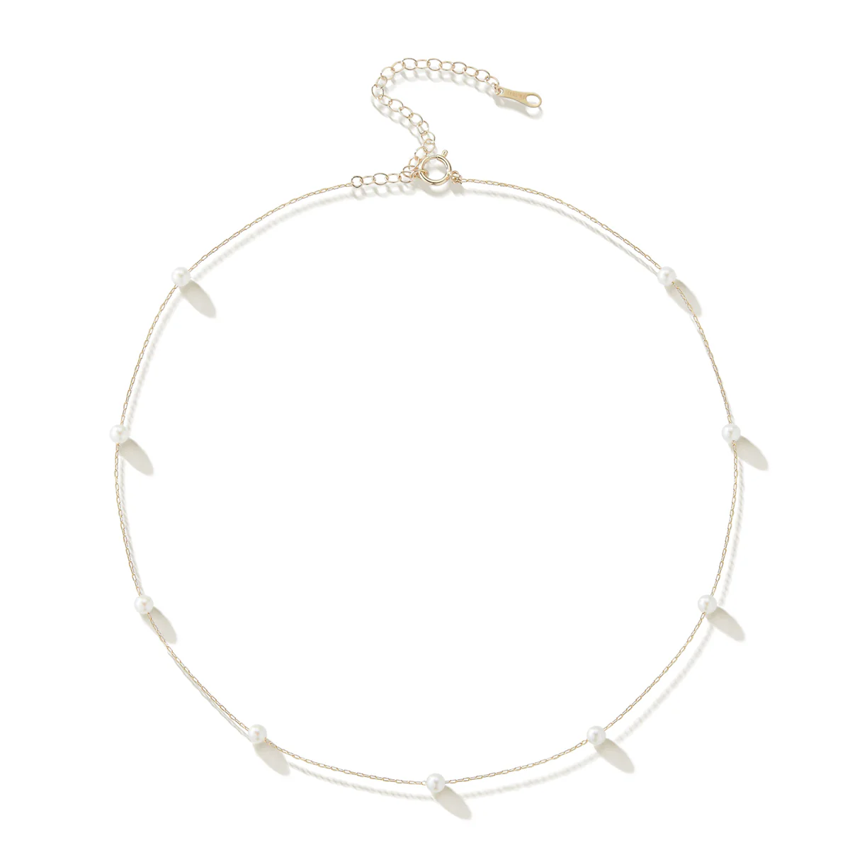 Mizuki Sea of Beauty Collection Floating Akoya Pearl Chain Necklace | 14K Yellow Gold - Image 3