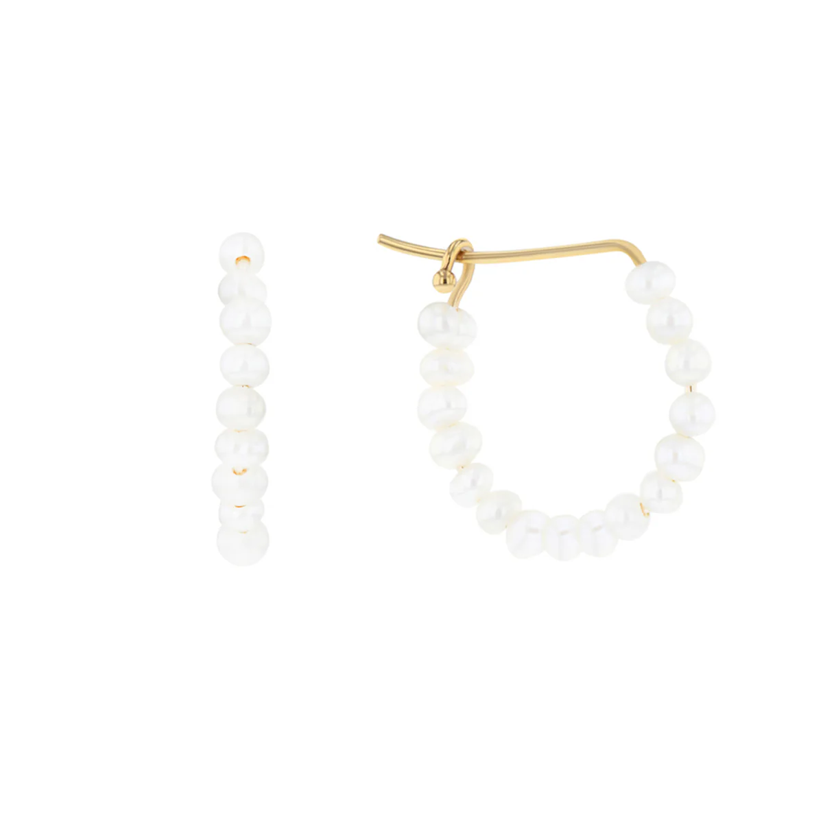 Mizuki Sea of Beauty Collection Small Dancing Freshwater Pearl Hoops | 14K Yellow Gold - Image 3