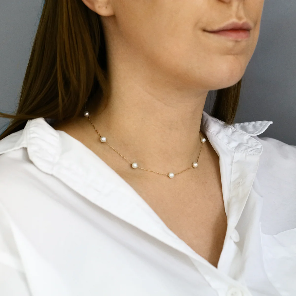 Mizuki Sea of Beauty Large Floating Pearl Necklace | 14K Yellow Gold - Image 2