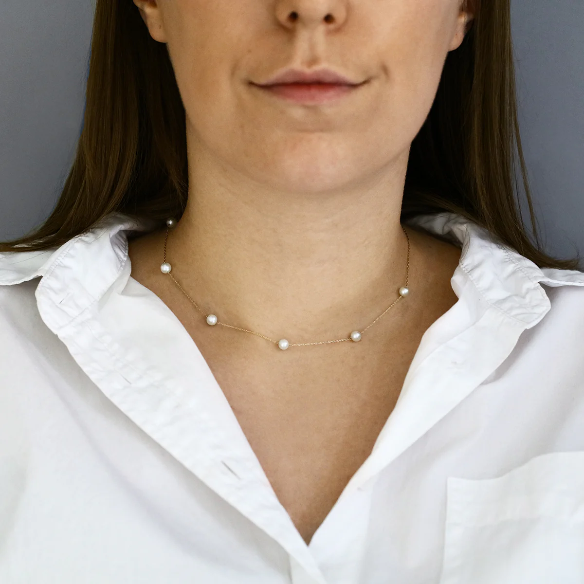 Mizuki Sea of Beauty Large Floating Pearl Necklace | 14K Yellow Gold - Image 3