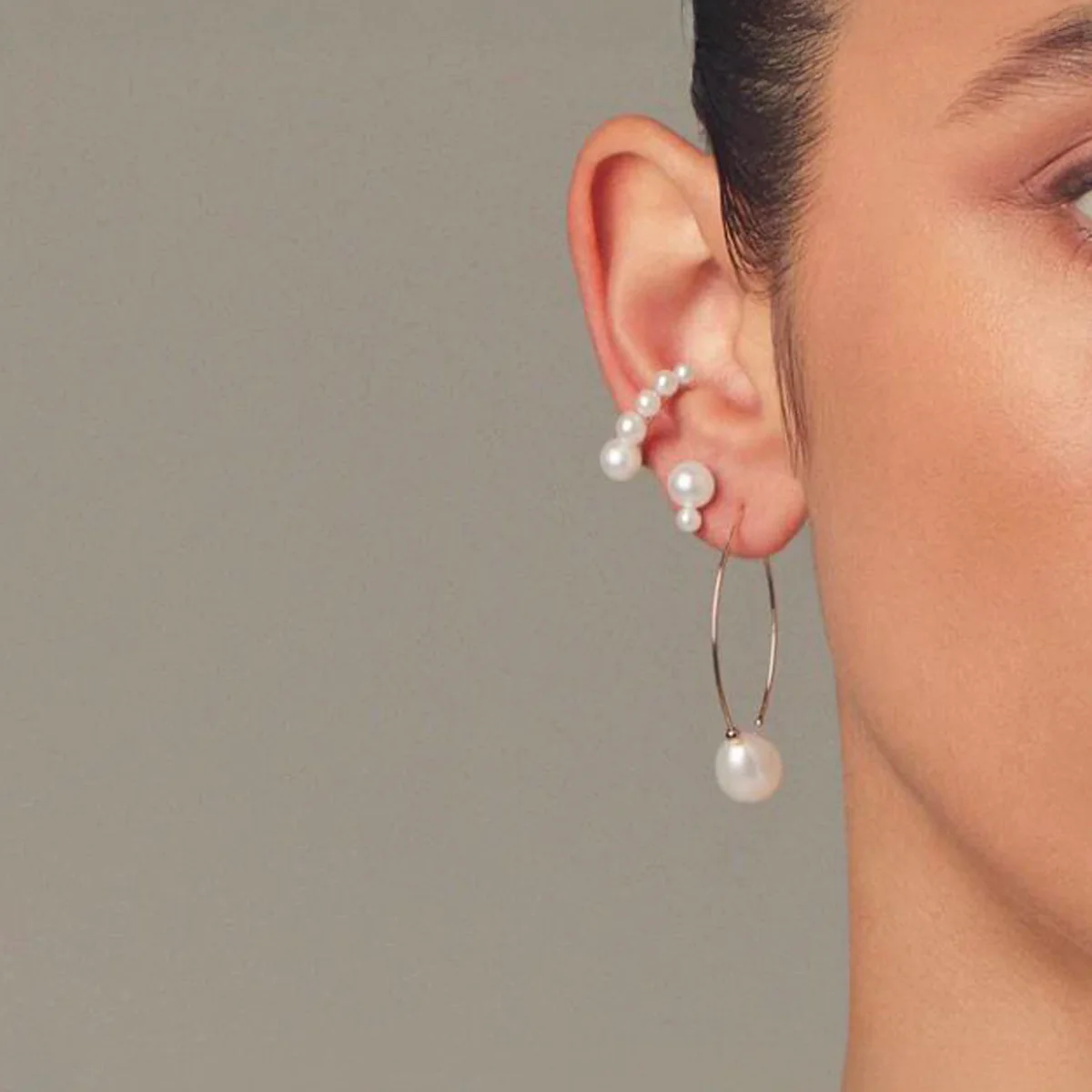 Mizuki Sea of Beauty Marquis Pearl Hoops | 14K Yellow Gold - Image 4