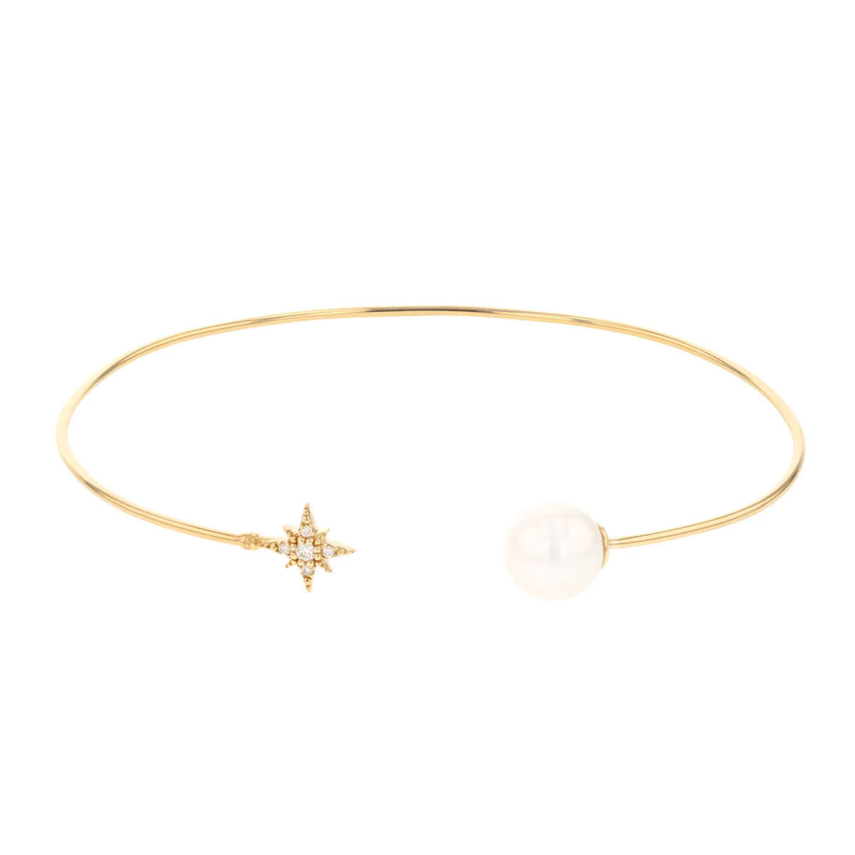 Mizuki Sea of Beauty Small Diamond Star & Freshwater Pearl Cuff |14K Yellow Gold - Image 3