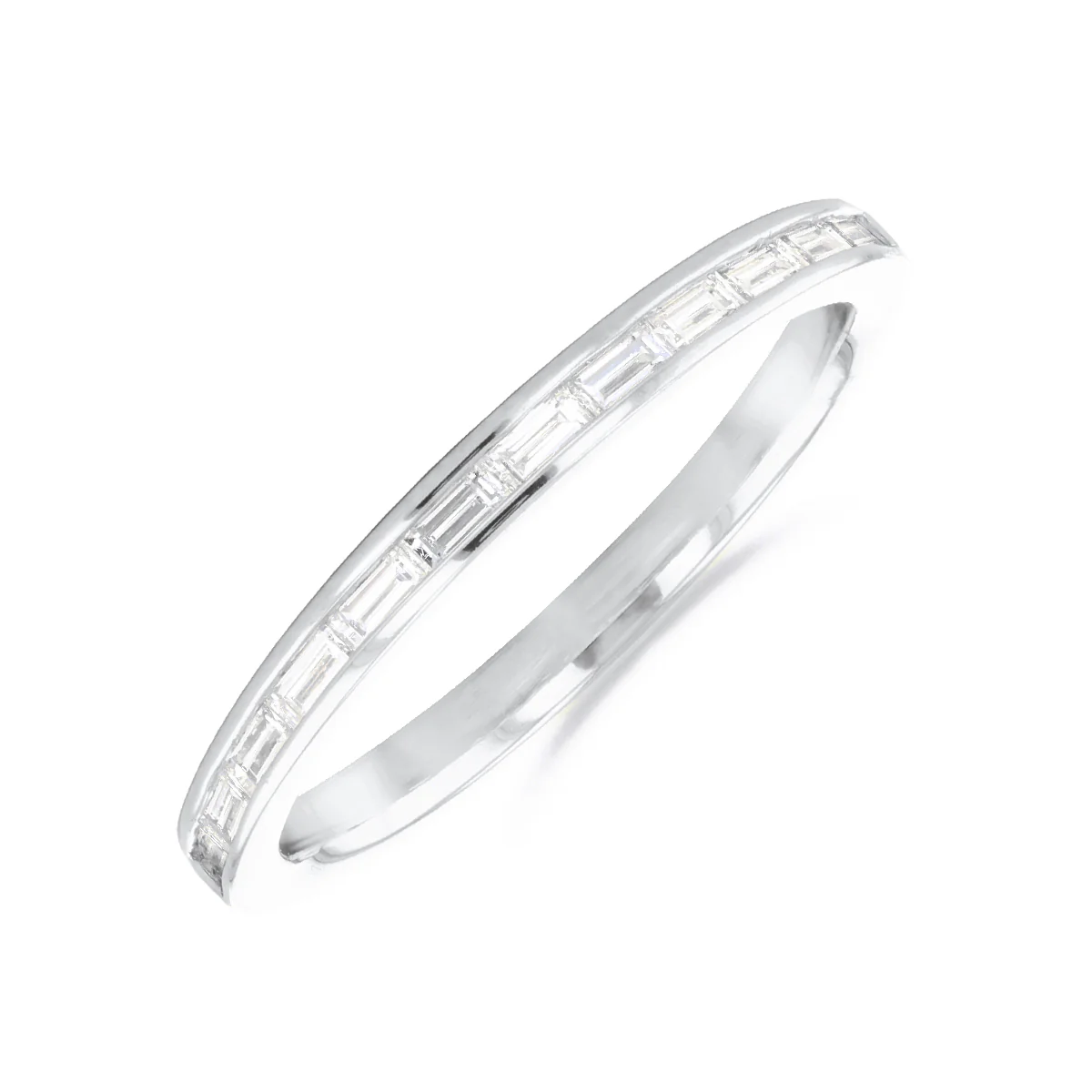 Everyday Diamonds Collection 2mm Baguette Cut Diamond Half Eternity Ring | 18K White Gold