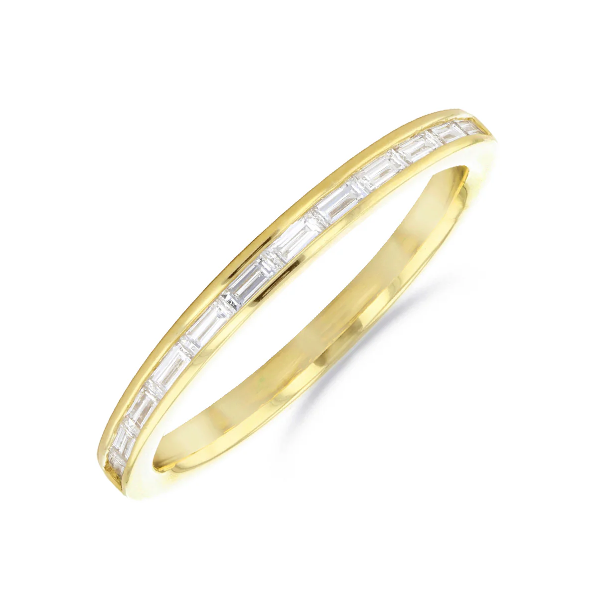 Everyday Diamonds Collection 2mm Baguette Cut Diamond Half Eternity Ring | 18K Yellow Gold