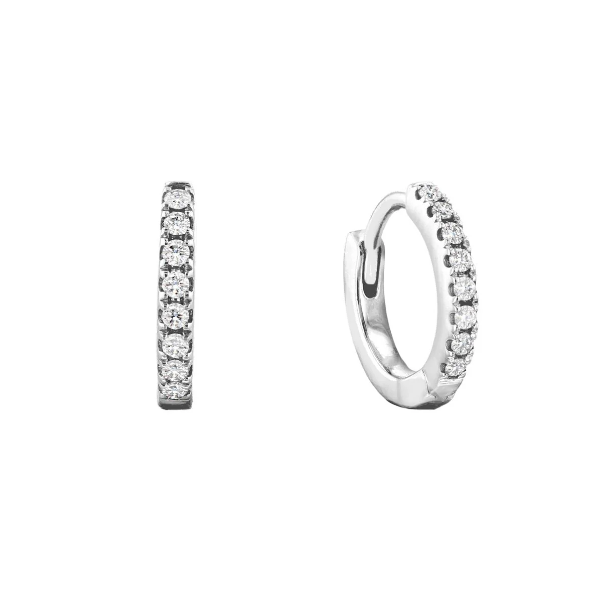 Everyday Diamonds 9.8mm Diamond Hoop Earrings |  9K White Gold