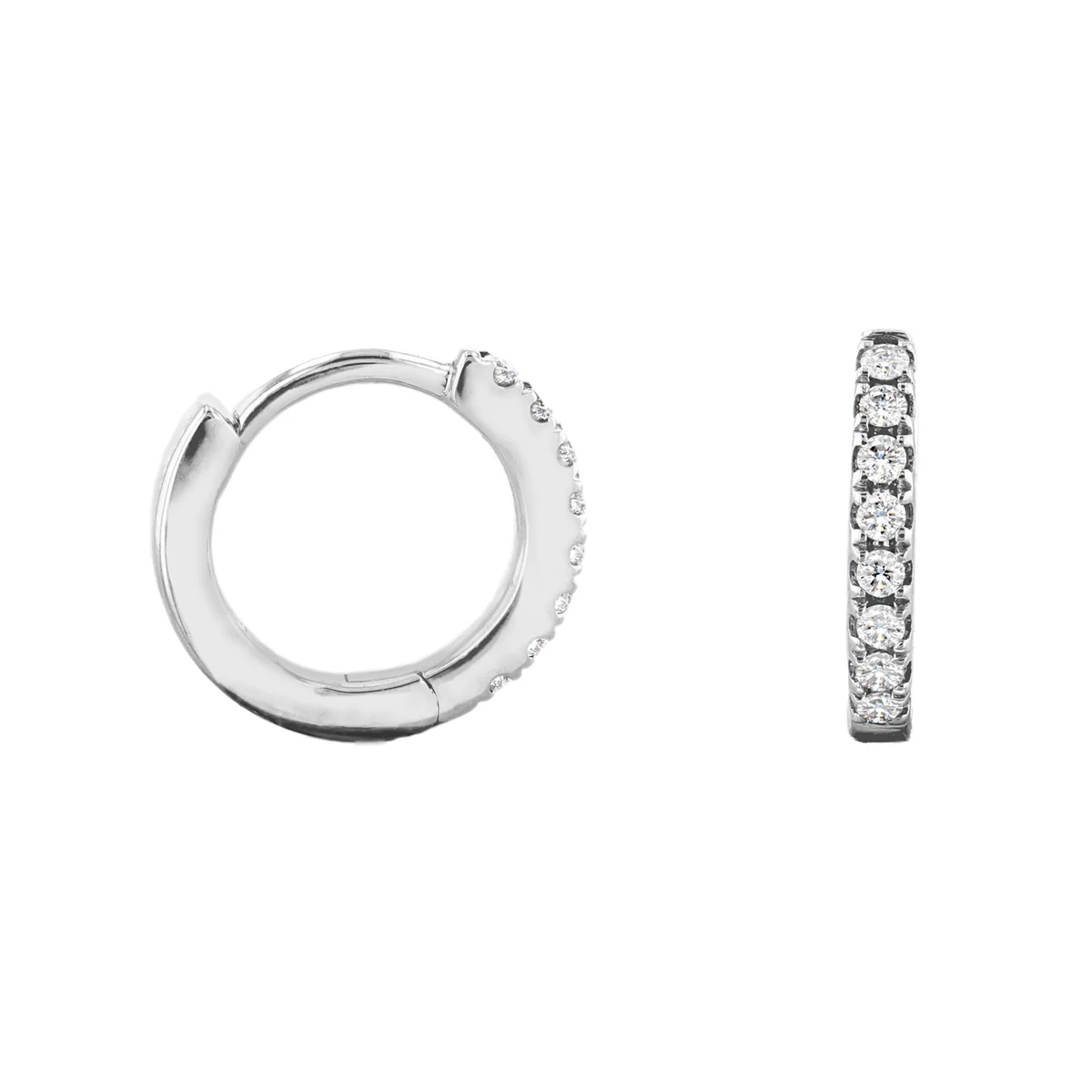 Everyday Diamonds 9.8mm Diamond Hoop Earrings |  9K White Gold - Image 4