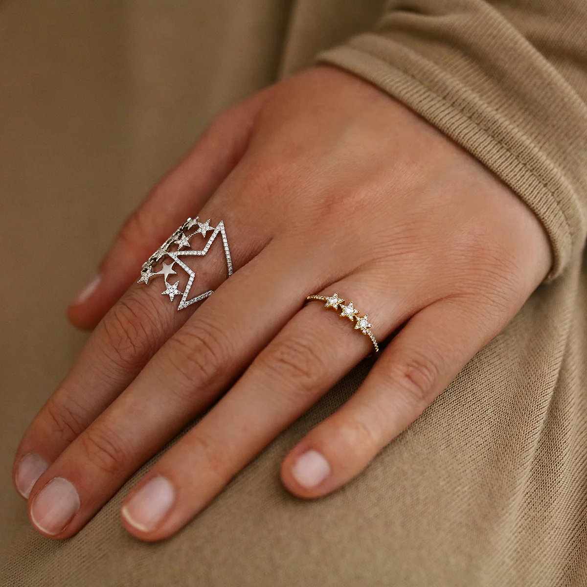 Everyday Diamonds Collection Diamond Triple Star Ring | 14K Yellow Gold - Image 9