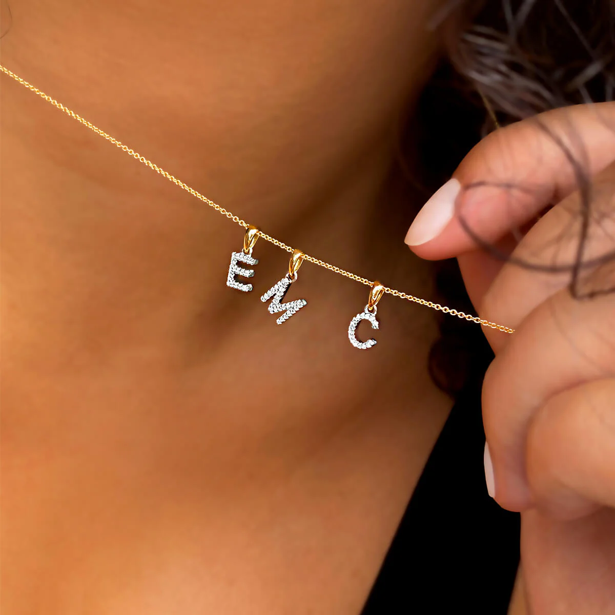 Everyday Diamonds Collection Double Diamond Letter Necklace | 9K Yellow Gold - Image 3