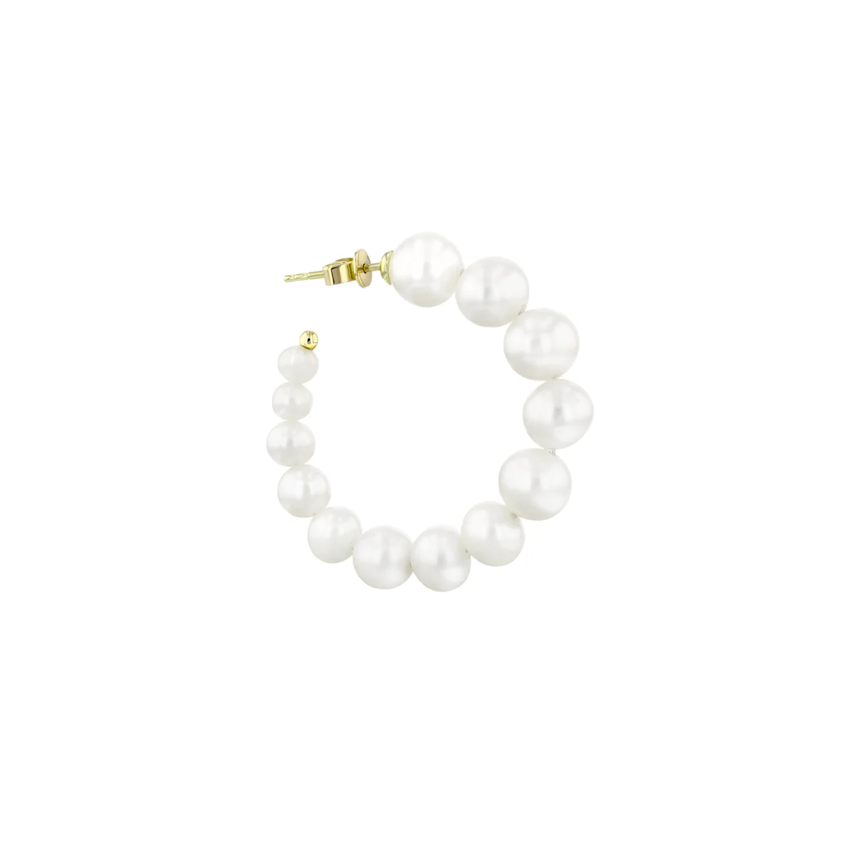 New York Collection Graduated Pearl Hoop Earrings | 14K Yellow Gold - Image 4
