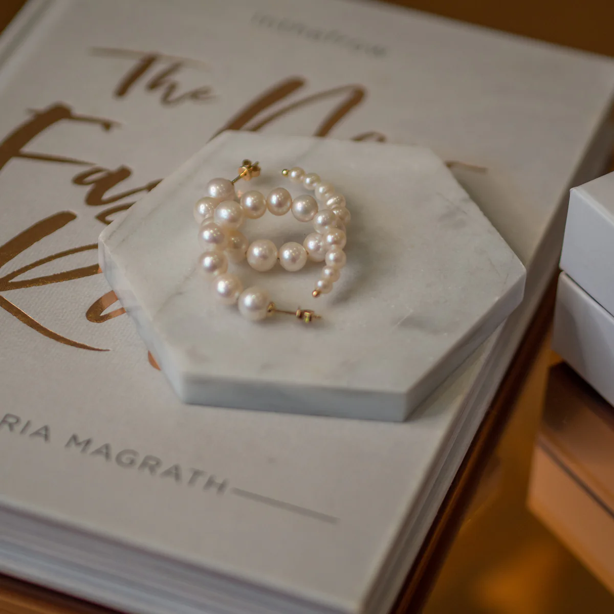 New York Collection Graduated Pearl Hoop Earrings | 14K Yellow Gold - Image 9
