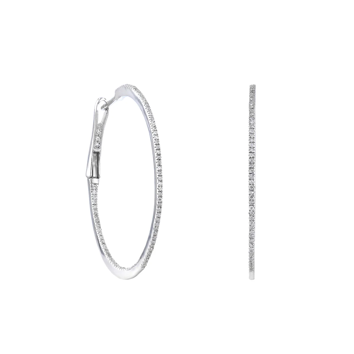 Everyday Diamonds Large Diamond  Hoops | 9K White Gold